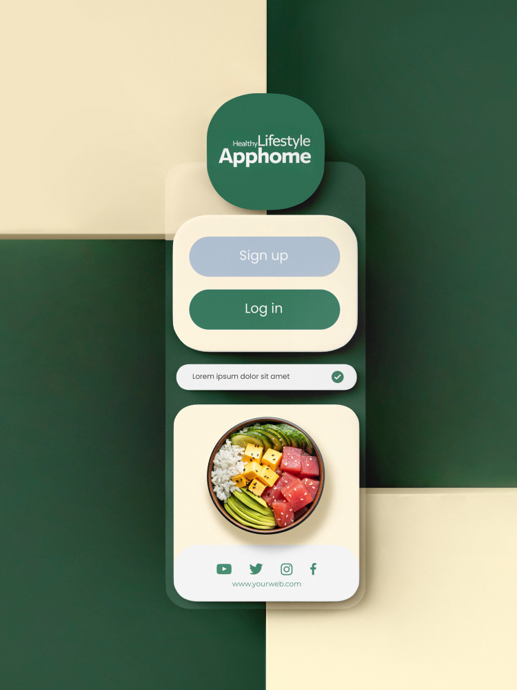 flat lay nutritional counter app concept